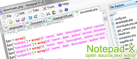 Notepad X – ฟรี Open Source Text Editor แบบมี Tabs
