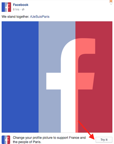 Change your profile picture to support France and the people of Paris